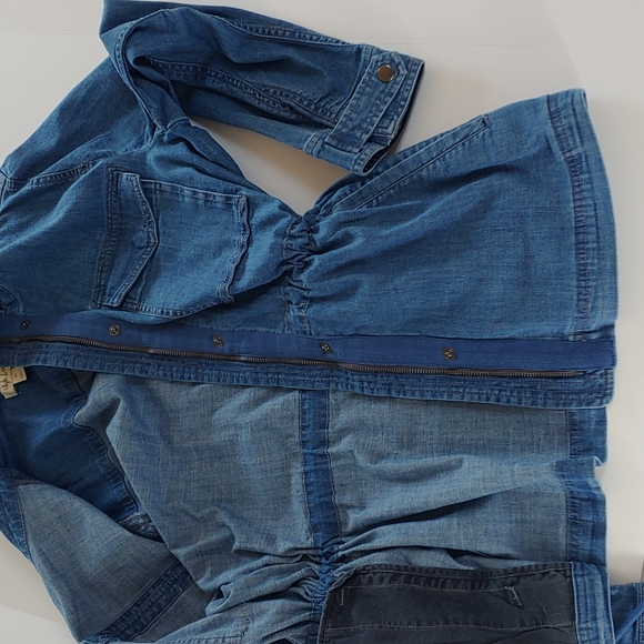 Style & Co Size XL Jean jacket with cinch waist 4 pockets tab 2 snap button cuff - Picture 8 of 14